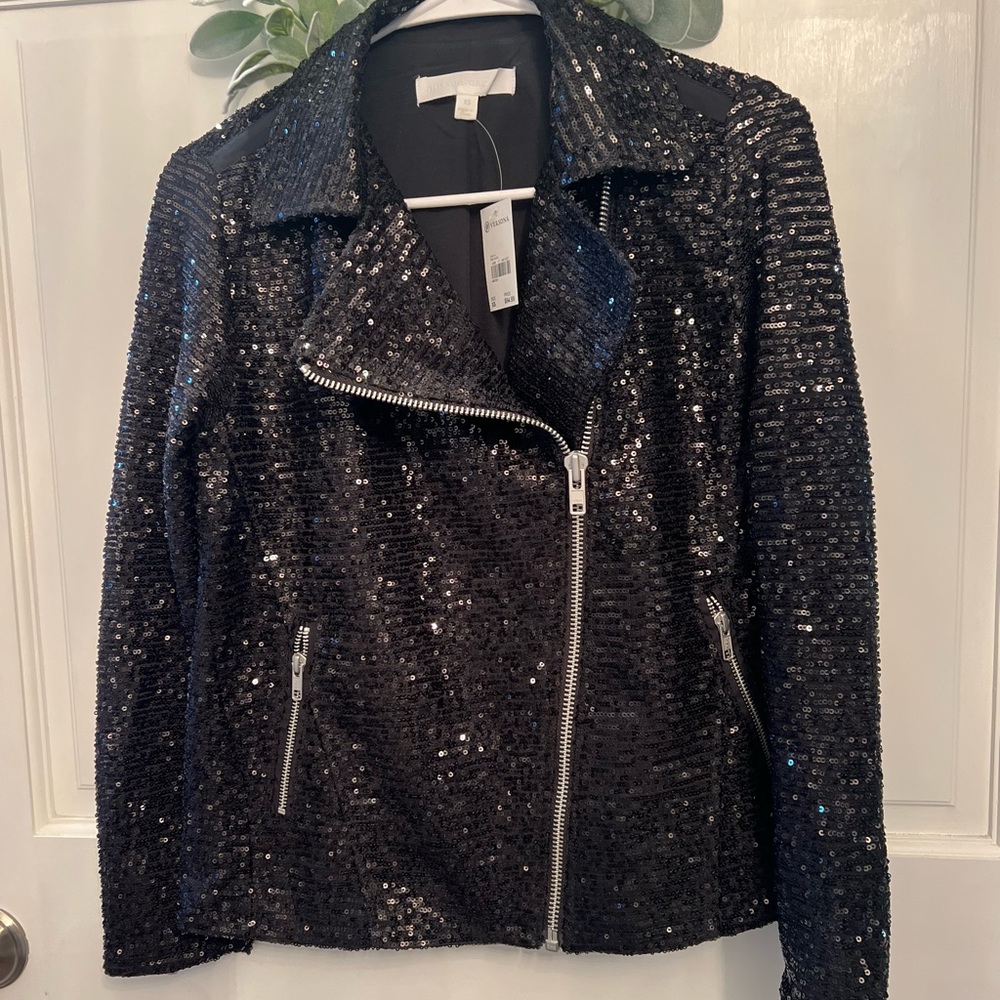 Black Sequence zip up blazer…… XS
